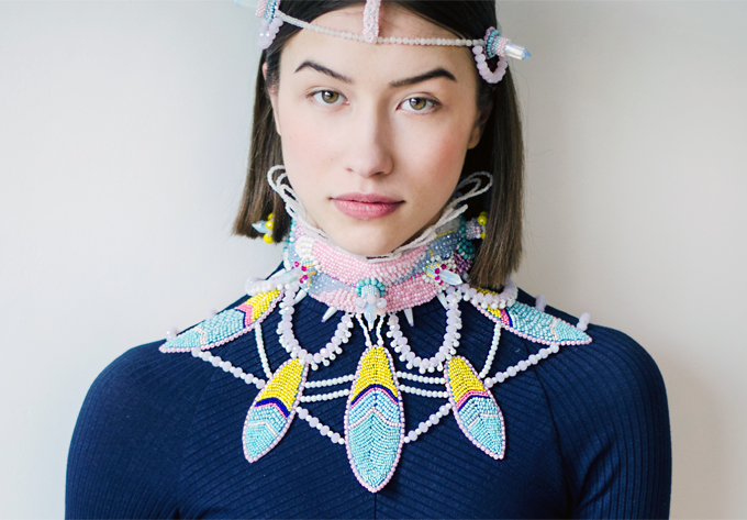 Headdress and necklace by Rasa Vilcinskaite